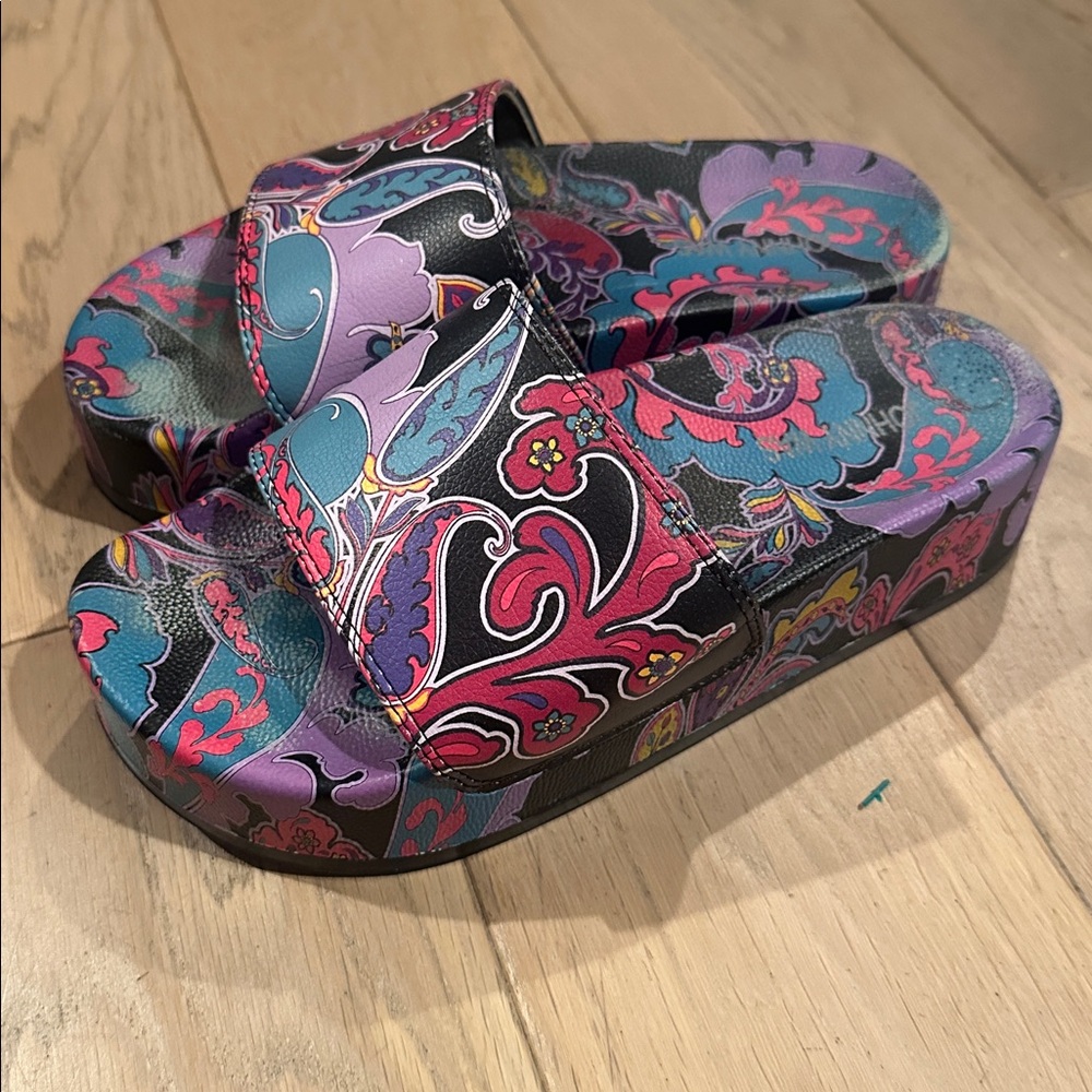 Johnny Was Fatima Platform Pool Slides! Size 6.5 - Picture 6 of 11